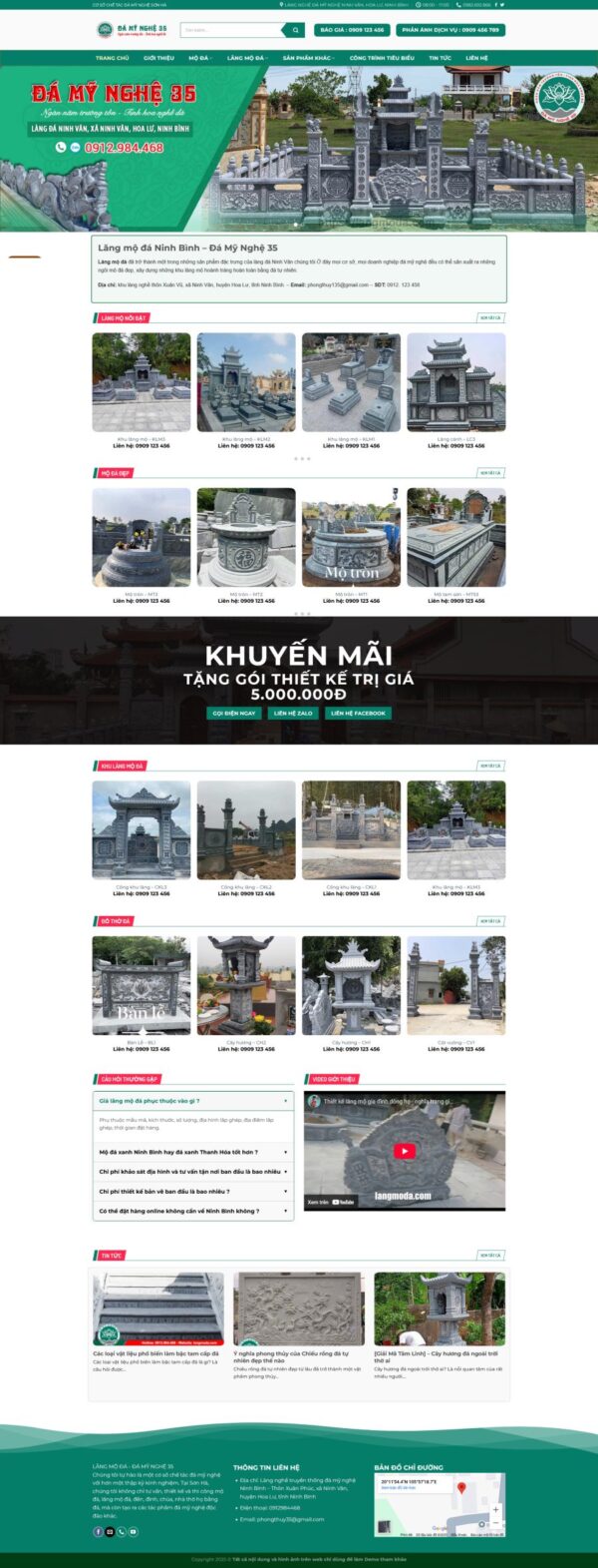 Theme wordpress giới thiệu cơ sơ làm lăng bia mộ