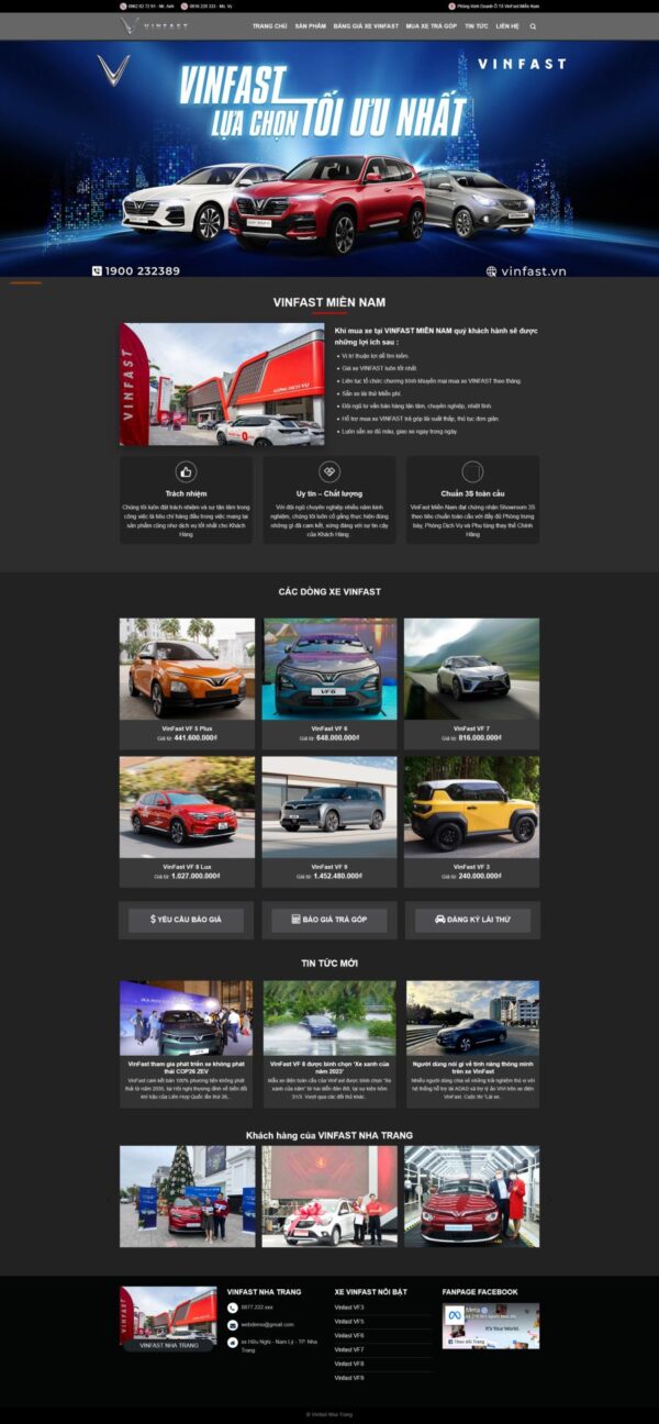 Theme wordpress bán xe vinfast 2